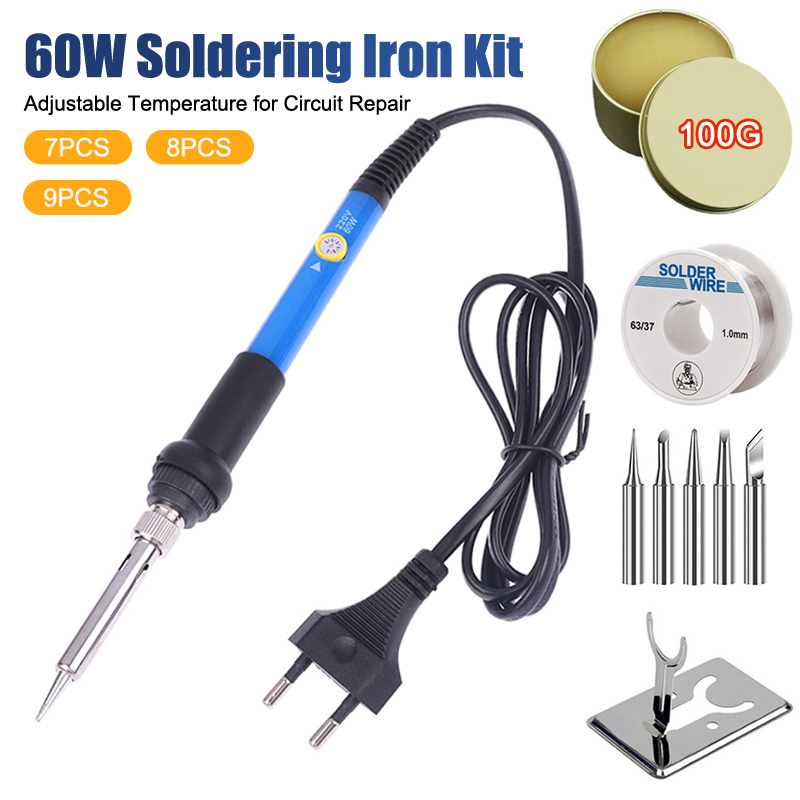 조절 가능한 온도 220V 60W 전기 납땜 인두 키트 - Diy Electronics Tool Kit 리뷰 및 가격