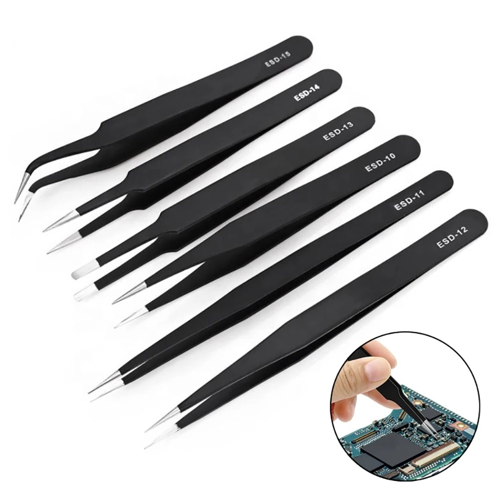 6pcs 스테인레스 스틸 정전기 방지 정밀 ESD 핀셋 - Diy Electronics Tool Kit 리뷰 및 가격