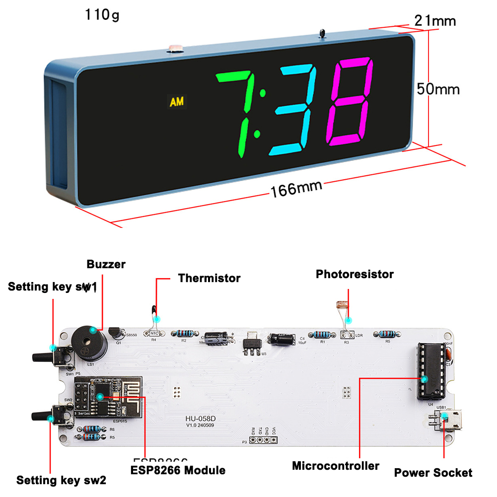 IoT 다채로운 와이파이 시계 키트, 지능형 전자 시계 - Diy Electronics Tool Kit 리뷰 및 가격