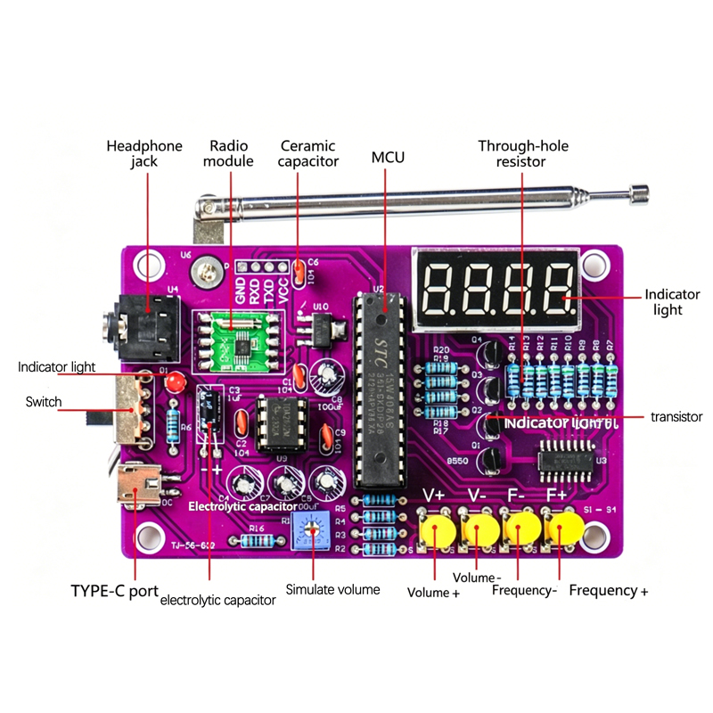 DIY FM 라디오 전자 키트 87-108MHz 조정  - Diy Electronics Project Kit 리뷰 및 가격